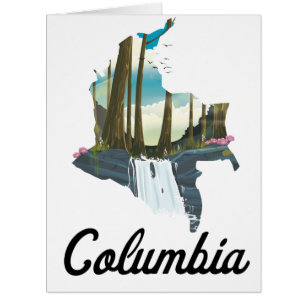 Colombia map travel poster