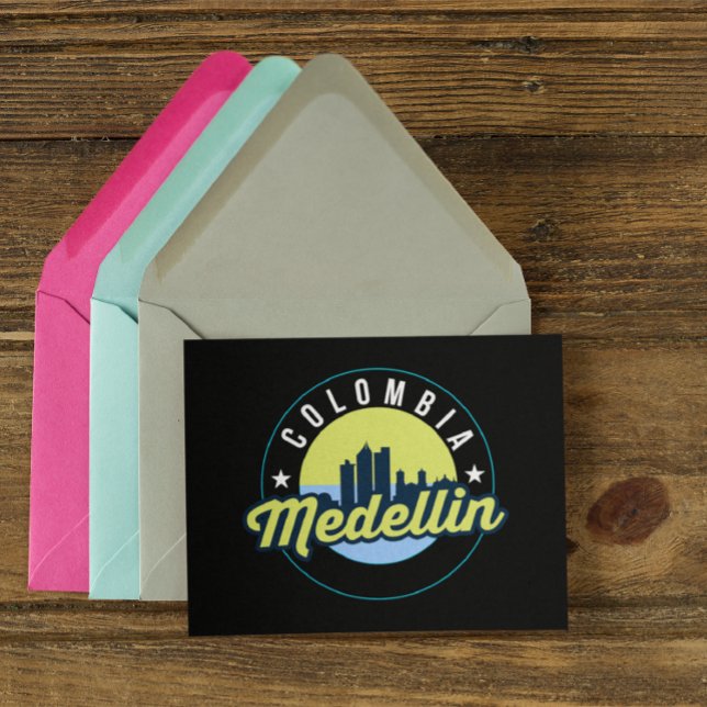 Colombia Medellin Cityscape City Logo Postcard (Medellin Colombia City Logo Green Postcard)