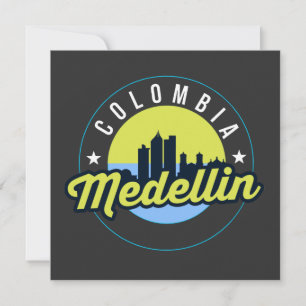 Colombia Medellin Cityscape Flat Greeting Card