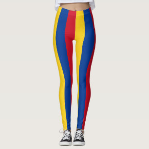 Colombia National Flag Colours Vertical Striped Leggings