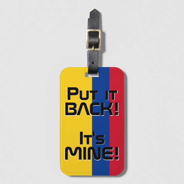 Colombia National Flag Funny Patriotic Luggage Tag (Front Vertical)