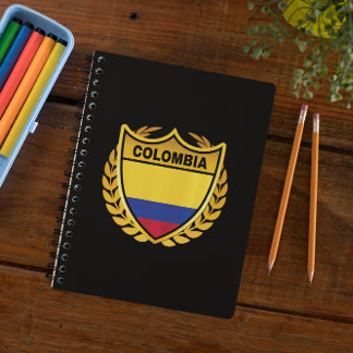 Colombia National Flag Gold Crest Badge Notebook