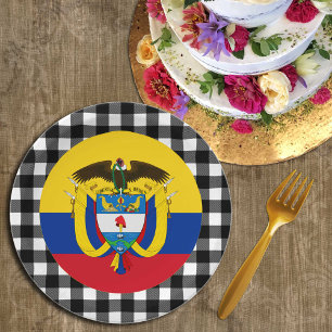 Colombia Plate, buffalo plaid & Colombian Flag Paper Plate