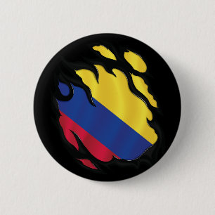 Colombia Ripped Flag 6 Cm Round Badge