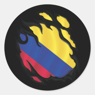 Colombia Ripped Flag Classic Round Sticker