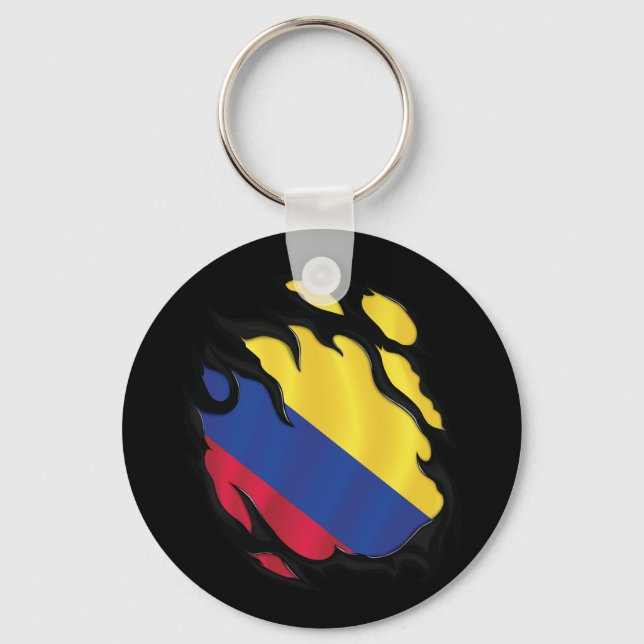 Colombia Ripped Flag Key Ring (Front)