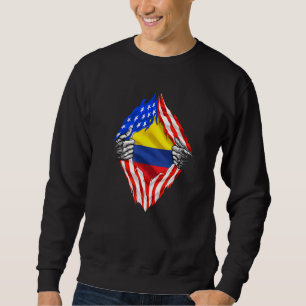 Colombia Roots Usa Flag Patriotic Colombian Herita Sweatshirt