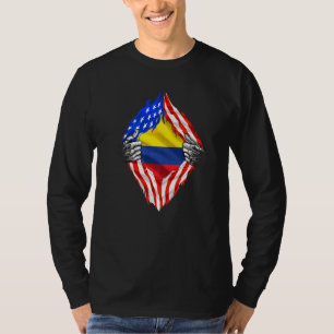 Colombia Roots Usa Flag Patriotic Colombian Herita T-Shirt