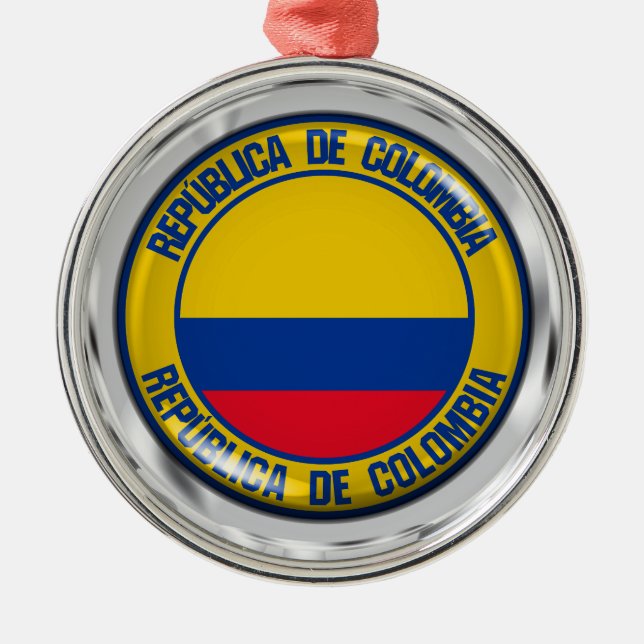 Colombia Round Emblem Metal Tree Decoration (Front)