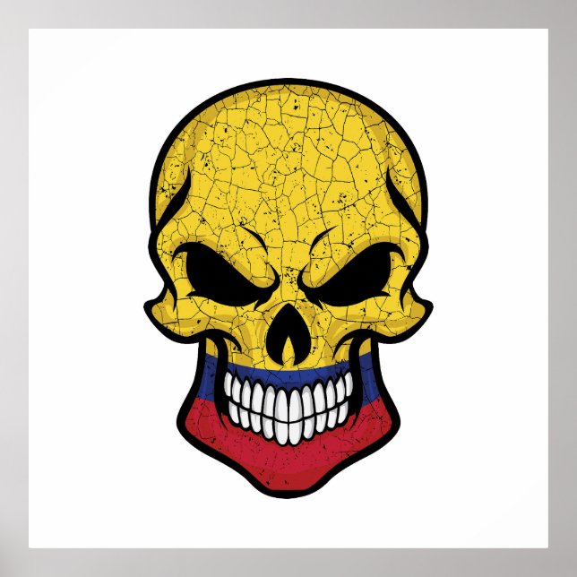 Colombia Smiling Skull Flag Poster (Front)