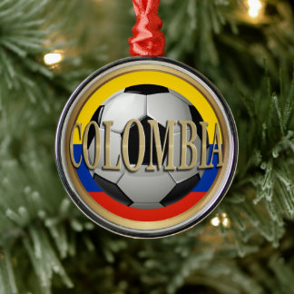 Colombia Soccer Ball Christmas Metal Tree Decoration