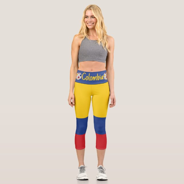 Colombia Soccer Capri Leggings (Front)