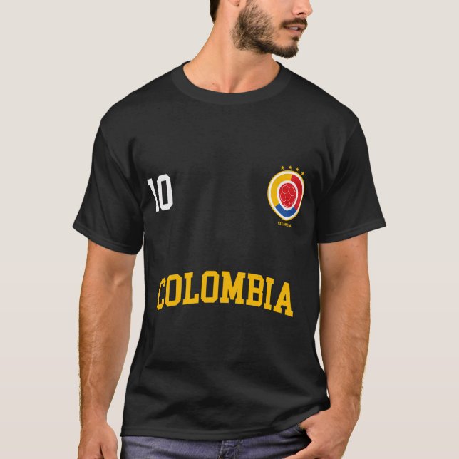 Colombia Soccer No 10 Colombian Flag Camiseta Futb T-Shirt (Front)