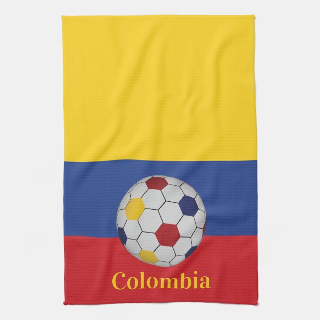 Colombia Soccer Poster Tea Towel (Vertical)
