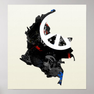 Colombia Trendy Peace Sign with Colombian map