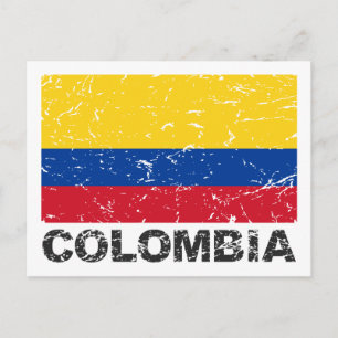 Colombia Vintage Flag Postcard