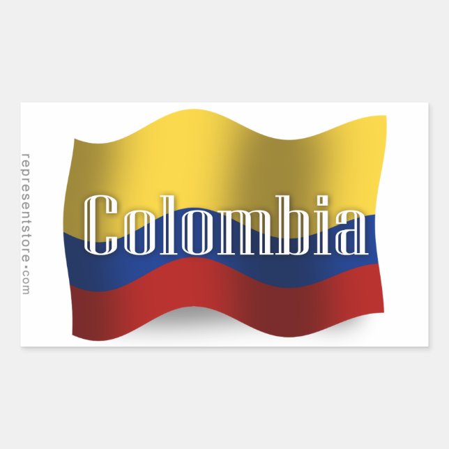 Colombia Waving Flag Rectangular Sticker (Front)