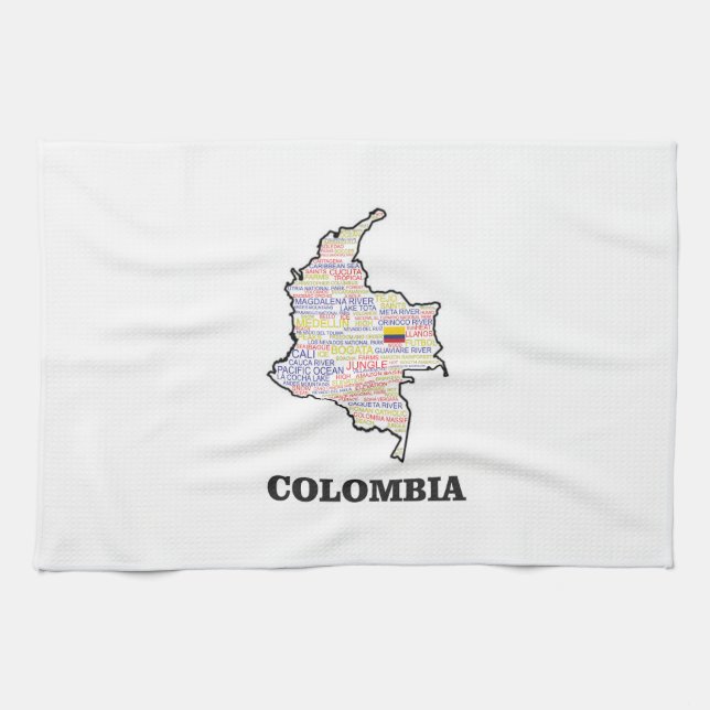COLOMBIA WORD COLLAGE TEA TOWEL (Horizontal)