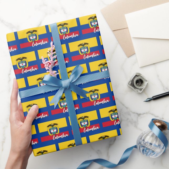 Colombia Wrapping Paper, Blue, Colombian Flag Paper (Gifting)