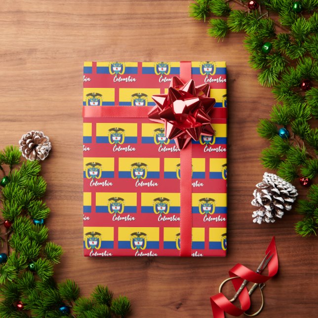 Colombia Wrapping Paper, Red, Colombian Flag Wrapping Paper (Holiday Gift)