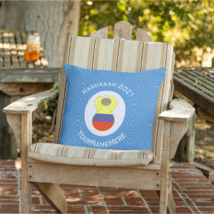 Colombian Abuela Angel Hanukkah Flag Personalised Cushion