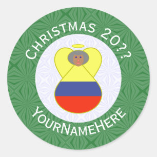 Colombian Abuelita Angel for Christmas  Classic Round Sticker