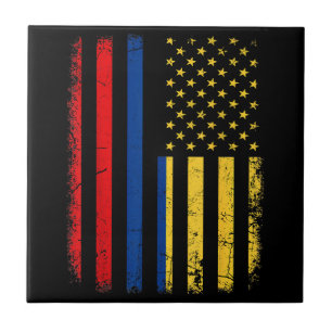Colombian American Flag Colombian Roots Colombia A Tile