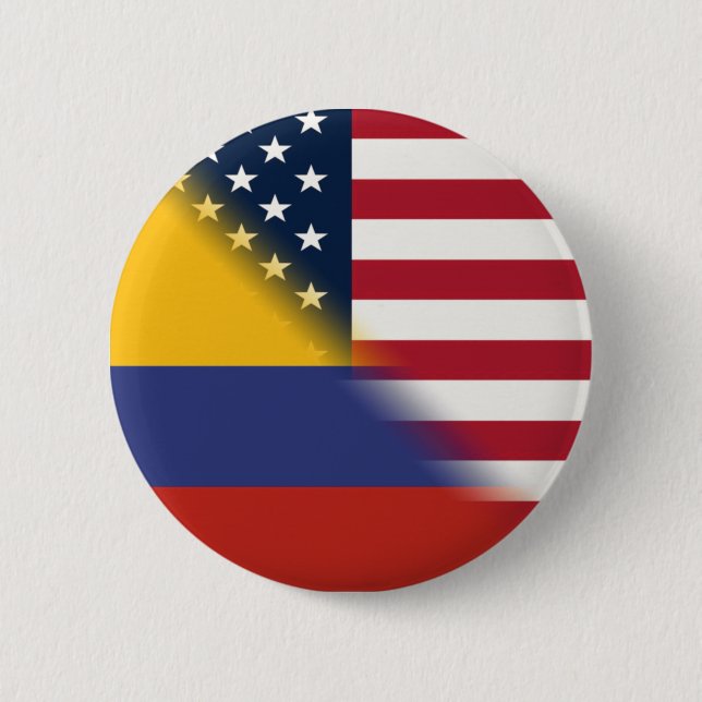 Colombian American Flag | Half Colombia USA  6 Cm Round Badge (Front)