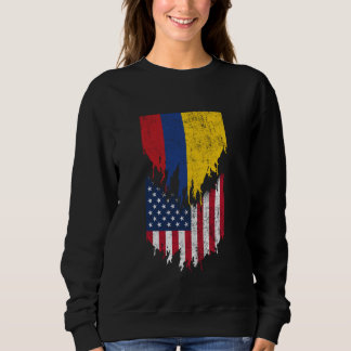 Colombian American Flags Ripped Torn Colombia Sweatshirt