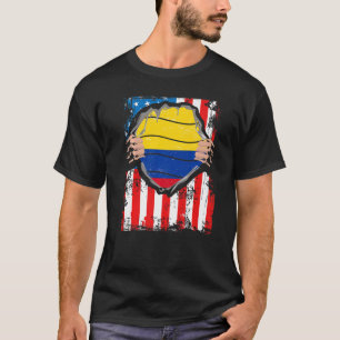 Colombian American Grown Patriot Colombia Flag fro T-Shirt