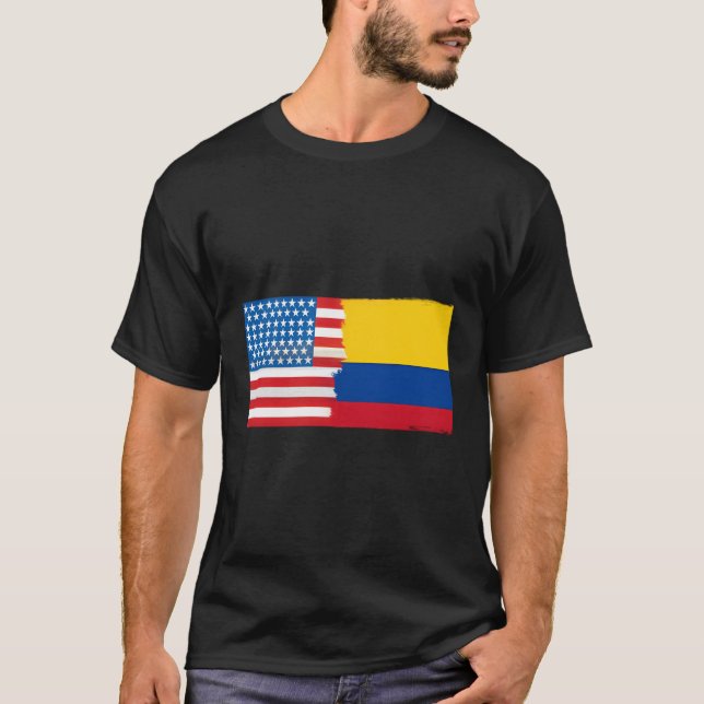 Colombian American Half Colombia Half America Flag T-Shirt (Front)