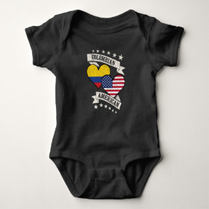 Colombian American Heart Flags Colombia America Baby Bodysuit