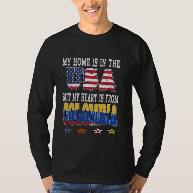 Colombian American Patriot Heart is from Colombia  T-Shirt (Front)