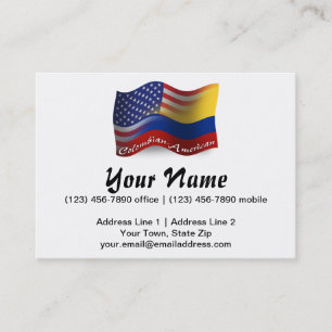 Colombian-American Waving Flag Business Card