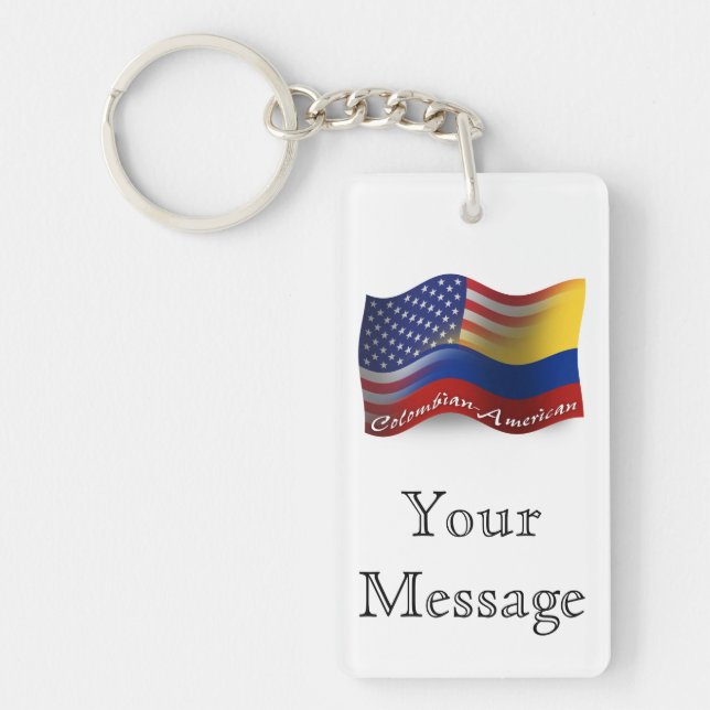 Colombian-American Waving Flag Key Ring (Front)