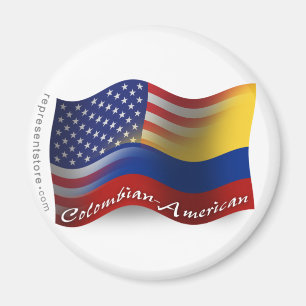 Colombian-American Waving Flag Magnet