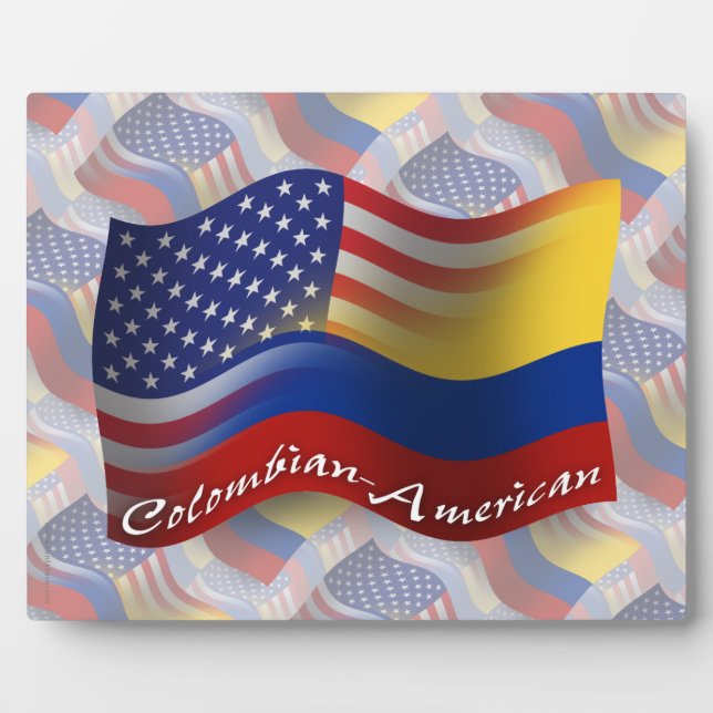 Colombian-American Waving Flag Plaque (Front)