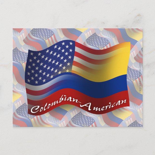 Colombian-American Waving Flag Postcard (Front)