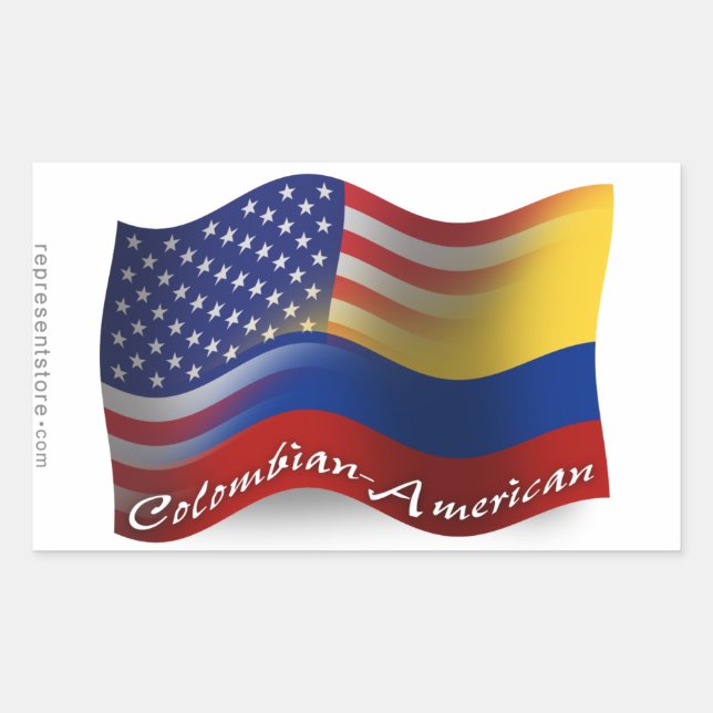 Colombian-American Waving Flag Rectangular Sticker (Front)