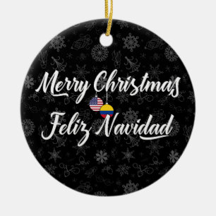 Colombian American With Custom Year Bilingual Ceramic Tree Decoration
