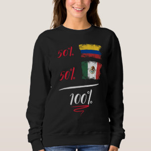 Colombian And Mexican Heritage Flag Pride DNA Half Sweatshirt