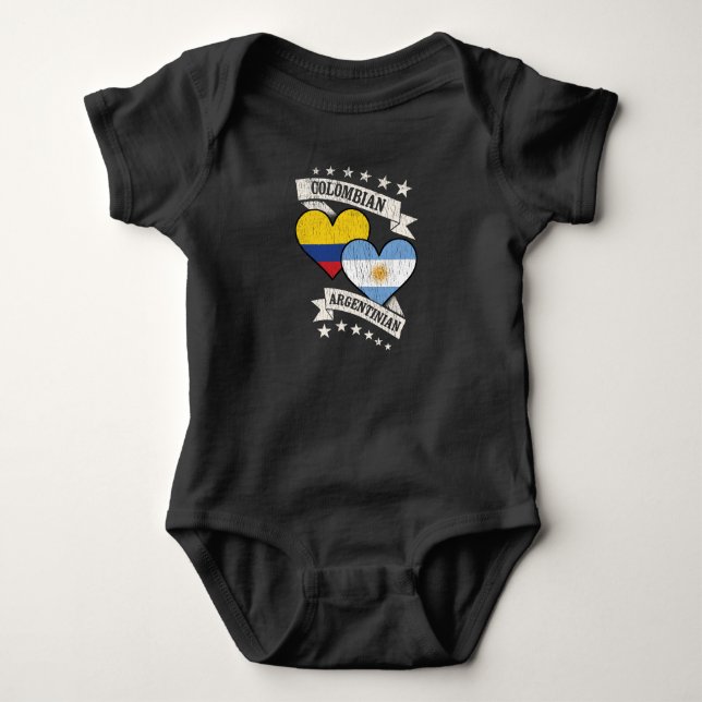 Colombian Argentinian Heart Flags Colombia Argenti Baby Bodysuit (Front)