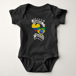 Colombian Brazilian Heart Flags Colombia Brazil Baby Bodysuit