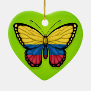 Colombian Butterfly Flag on Green Ceramic Tree Decoration