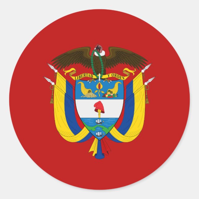 Colombian coat of arms classic round sticker (Front)