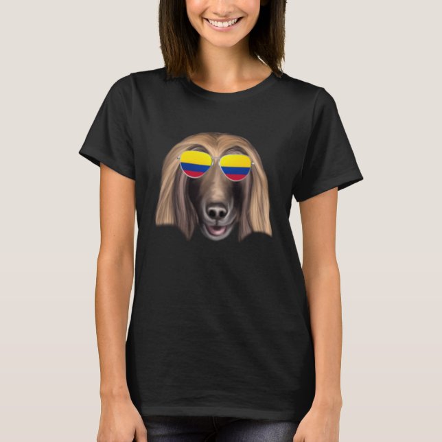 Colombian Flag Afghan Hound Dog Colombia Pocket T-Shirt (Front)
