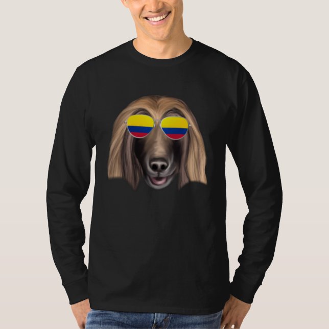 Colombian Flag Afghan Hound Dog Colombia Pocket T-Shirt