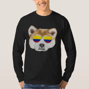 Colombian Flag Akita Dog Colombia Pocket T-Shirt