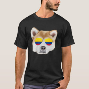 Colombian Flag Akita Dog Colombia Pocket T-Shirt