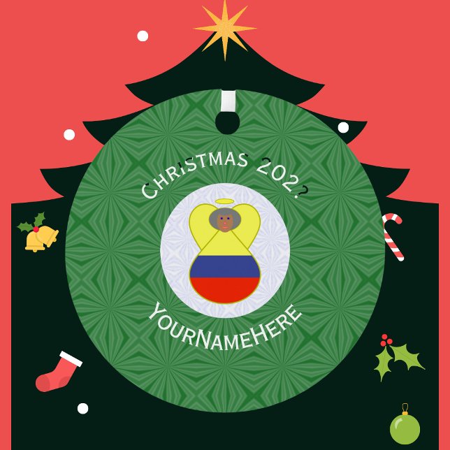 Colombian Flag Christmas Angel Abuela Name Year Metal Tree Decoration (Creator Uploaded)